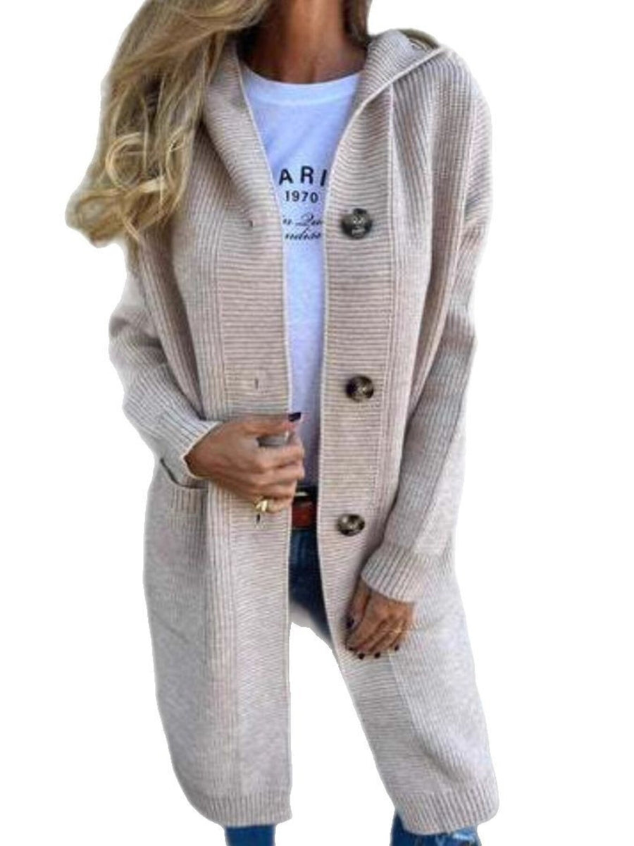 casual cardigan in Yellow with hooded