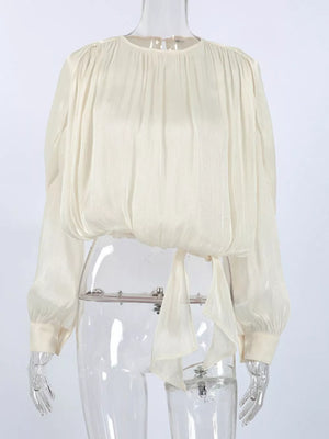 Metallic Sheen Blouse With Tie Detail option 5
