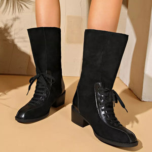 PU Leather,Rubber Imported Size &amp boots in Black with straight silhouette