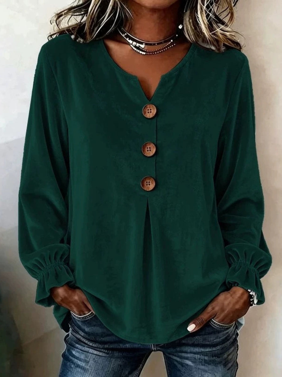 sky blue relaxed blouse with v-neck