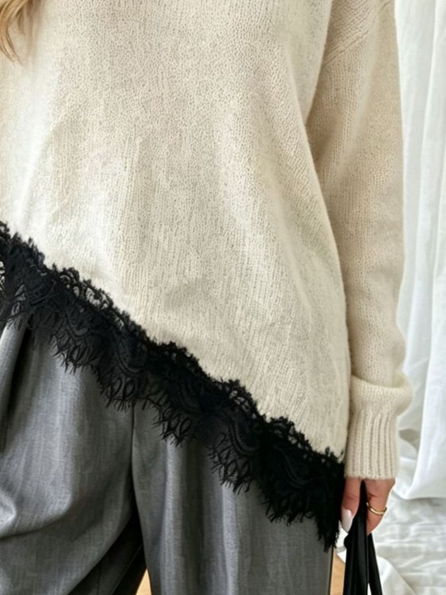 classic pullover sweater in black with crew neck