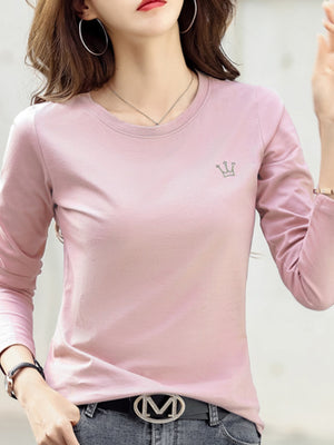 Full Size Crown Long Sleeve T-Shirt Plus Size in lavender