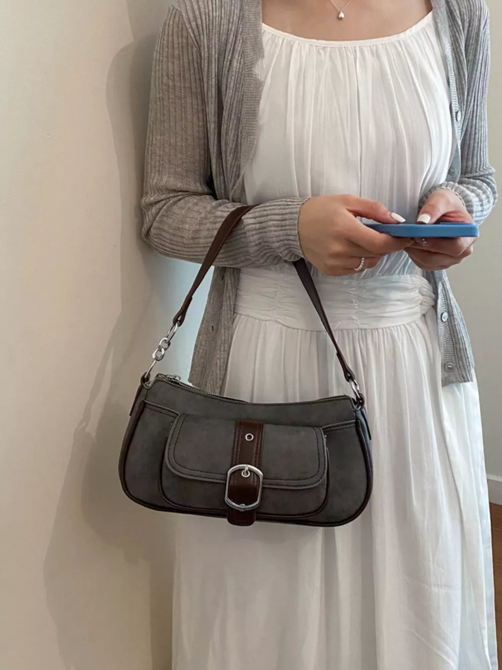 Off-white Vintage Buckle Detail Crossbody Bag