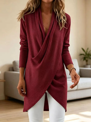 classic blouse in Burgundy with v-neck