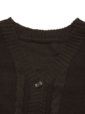 dark olive green relaxed cardigan with v-neck