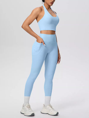 Cream active set with two-piece and sleeveless