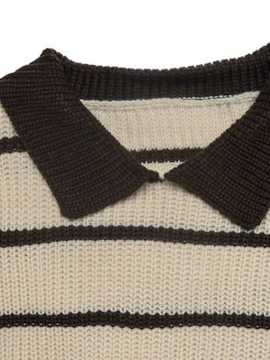 Striped Knit Polo Sweater option 7