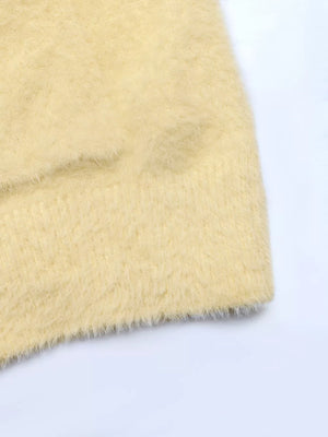 Yellow relaxed cardigan with v-neck