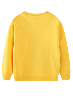Yellow cotton blend baby sweatshirt with crewneck and ribbed cuffs and hem.