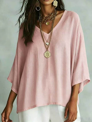 Light Blue loose t-shirt with v-neck