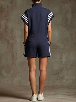 Striped Zip Front Romper, view 11