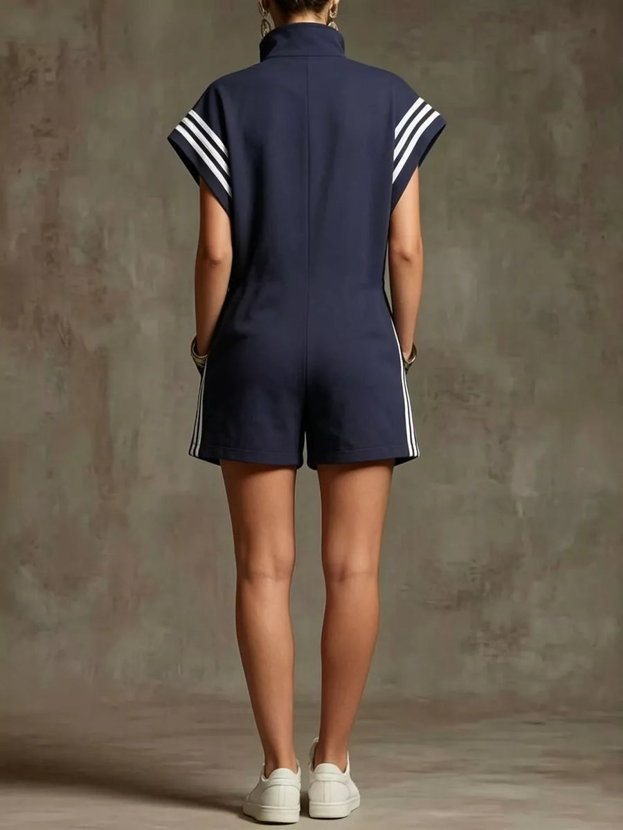 Striped Zip Front Romper, view 11