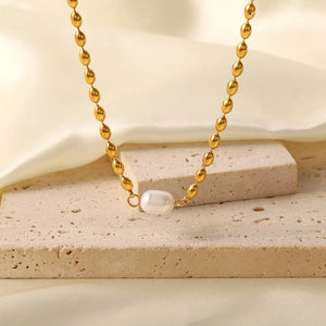 Synthetic Pearl, Stainless Steel, Titanium Steel Care instructions: Avoid wearin jewelry set in Gold with delicate silhouette