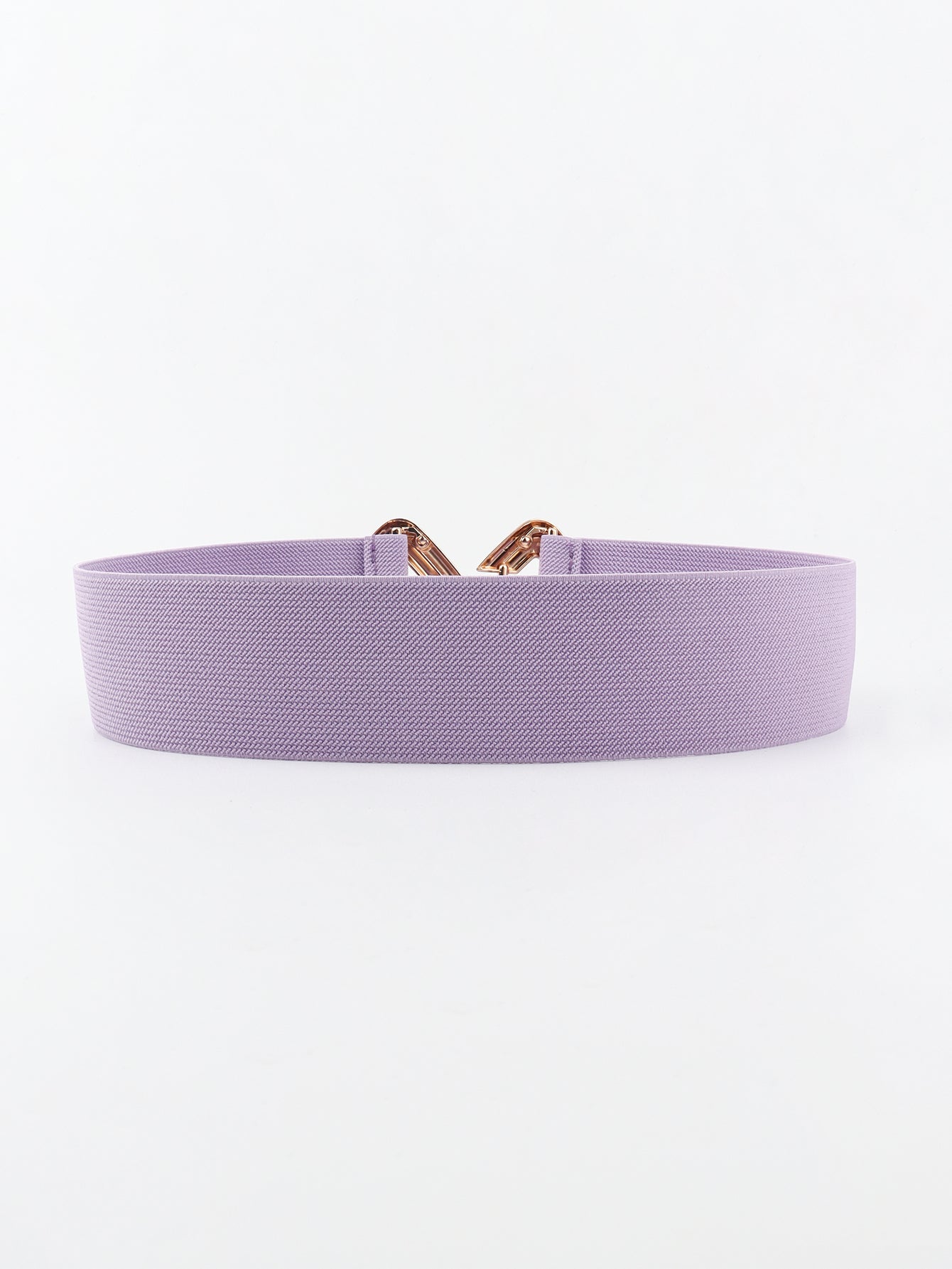 Lavender elasticated waist belt with geometric gold buckle detail