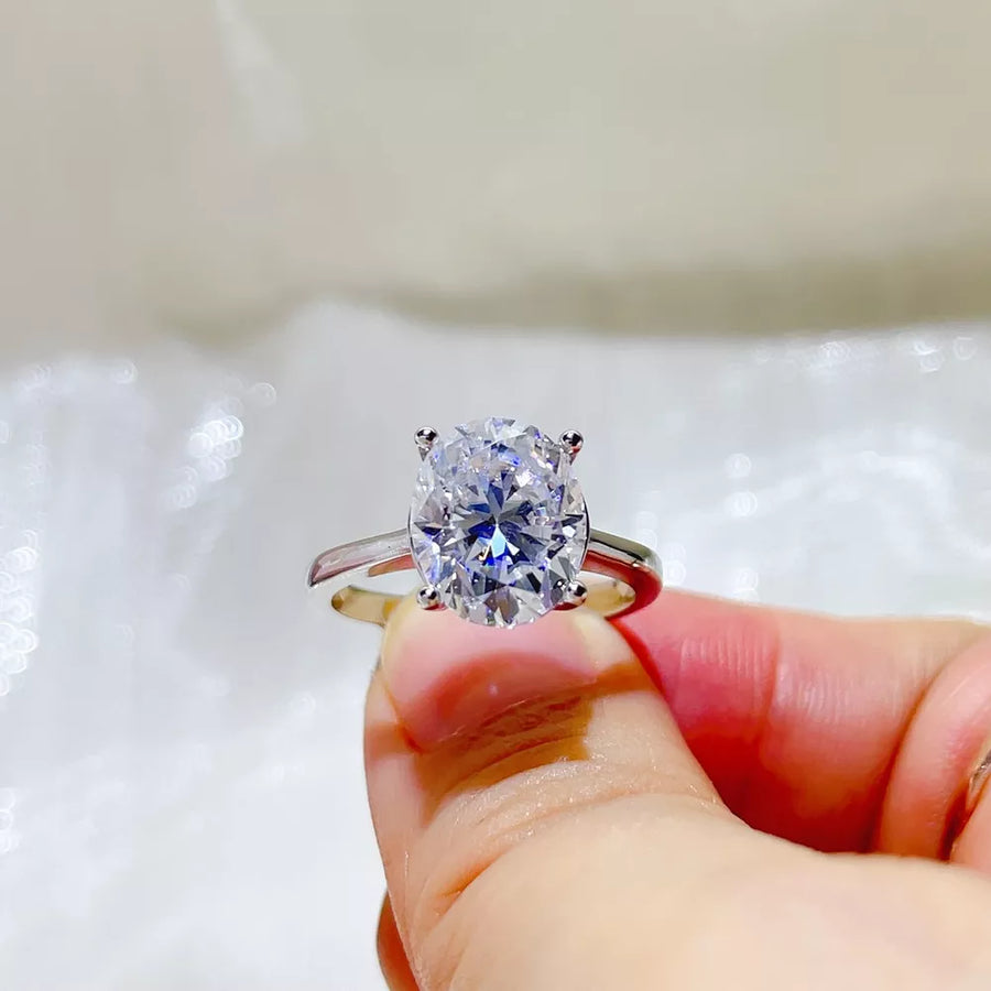 1 Carat Oval Moissanite Solitaire Sterling Silver Ring in this colorway