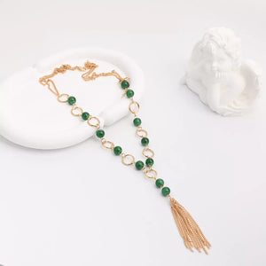 Gold with Elegant Tassel Pendant 18k Gold-plated Necklace