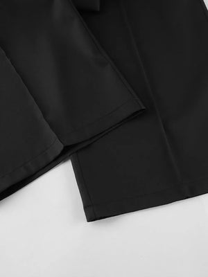 Button Down Pleated Blazer And Wide-leg Pants Set in Black, view 14