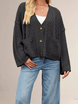 Apricot relaxed cardigan with v-neck