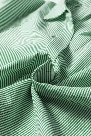 Striped Collared Split Neck Half Sleeve Blouse option 9