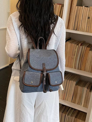 Denim Imported Size &amp backpack in dark brown with boxy silhouette