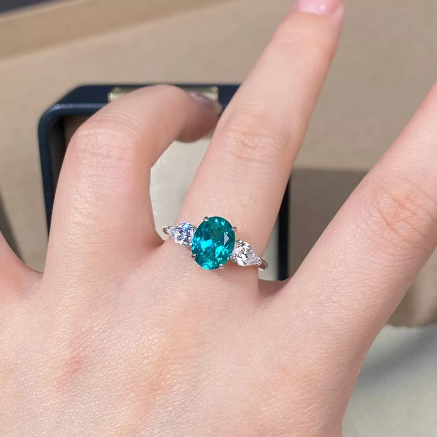 Topaz 925 Sterling Silver Oval Ring in silver with gemstone setting