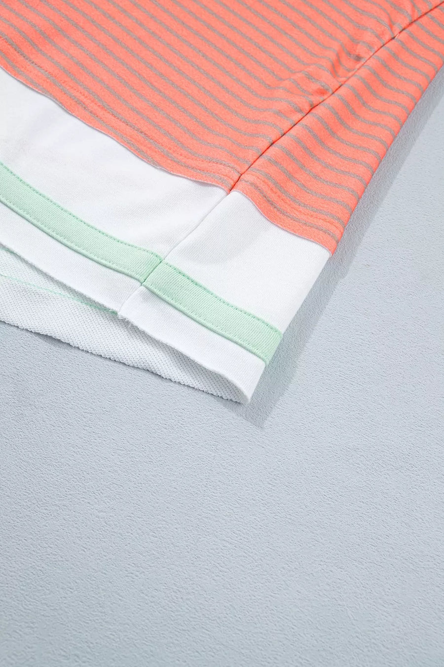 Stripe Colorblock Raw Seam Long Sleeve Tunic option 9