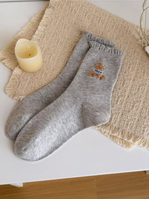 Light Gray socks with crew length and elastic