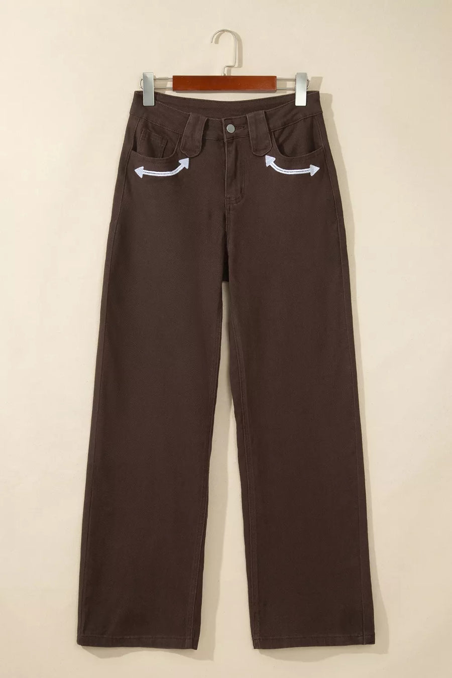 jeans in Dark Brown with color-block and pocketed