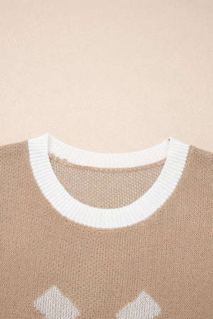tan pullover sweater with stretch and short sleeve