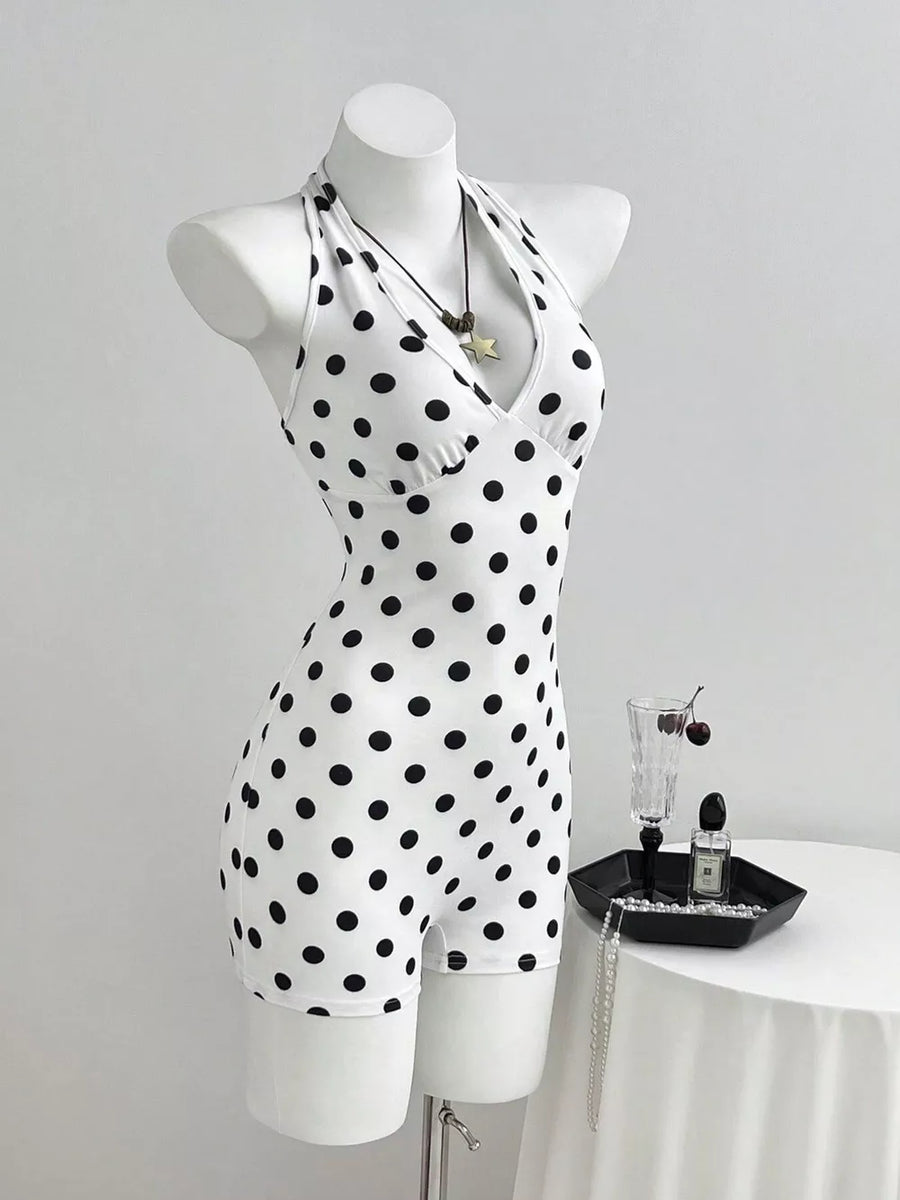 Polka Dot Halter Neck Romper option 3