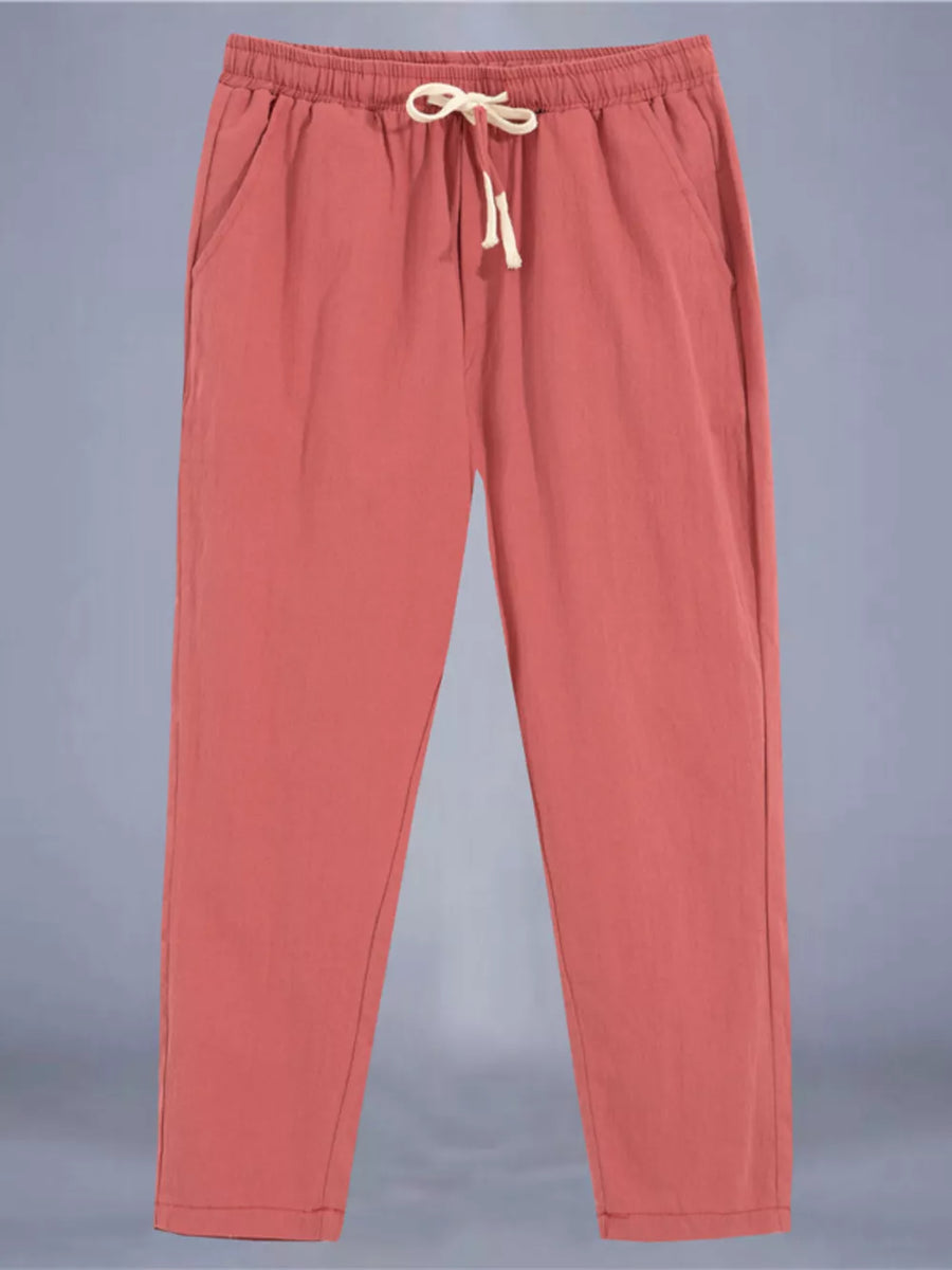 Red Men's Plus Size Drawstring Loose Fit Pants