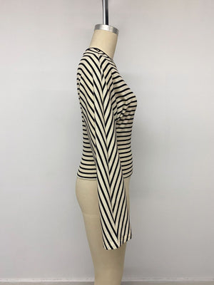 beige t-shirt with pullover and striped