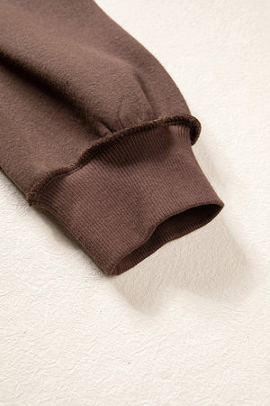 dark brown oversized sweatshirt with mock neck