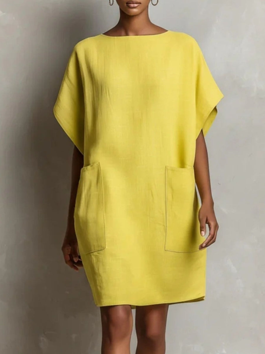 100% polyester Care instructions: Machine wash cold shift dress in Sky Blue with relaxed silhouette