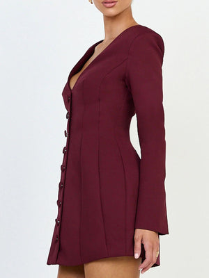100% polyester Care instructions: Machine wash cold blazer dress in Black with A-line silhouette