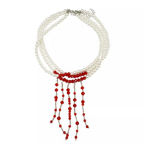 White layered necklace with none