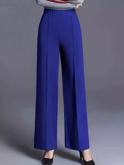 wide-leg pants in Blue with pocketed and full-length