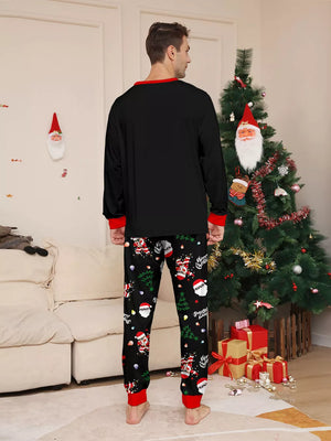 black pajama set with crew neck and long sleeve