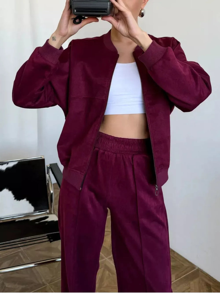 lounge set in Apricot with crew neck and long sleeve