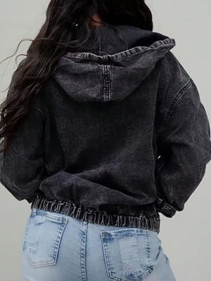 95%cotton, 5%spandex Care instructions: Machine wash cold denim jacket in Dark Blue with oversized silhouette
