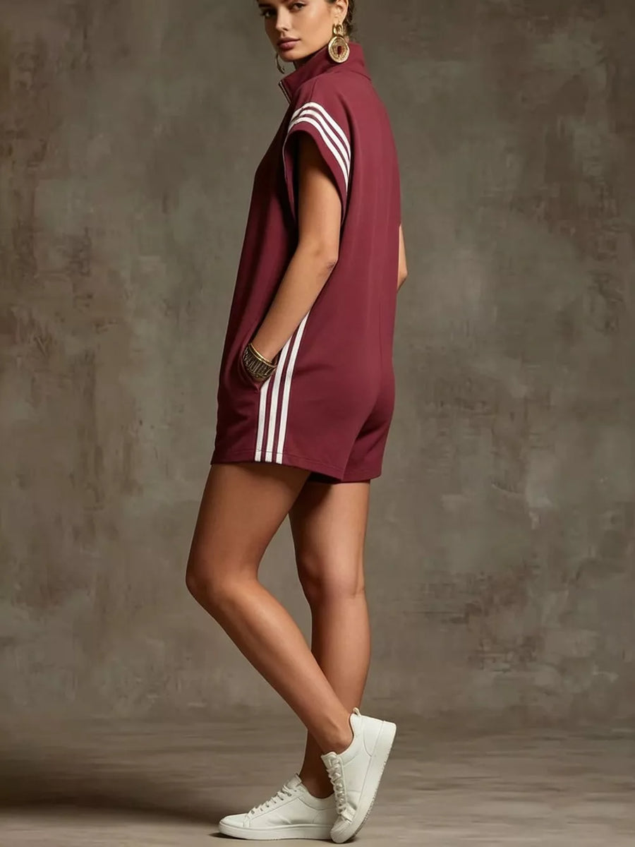 Striped Zip Front Romper, view 14