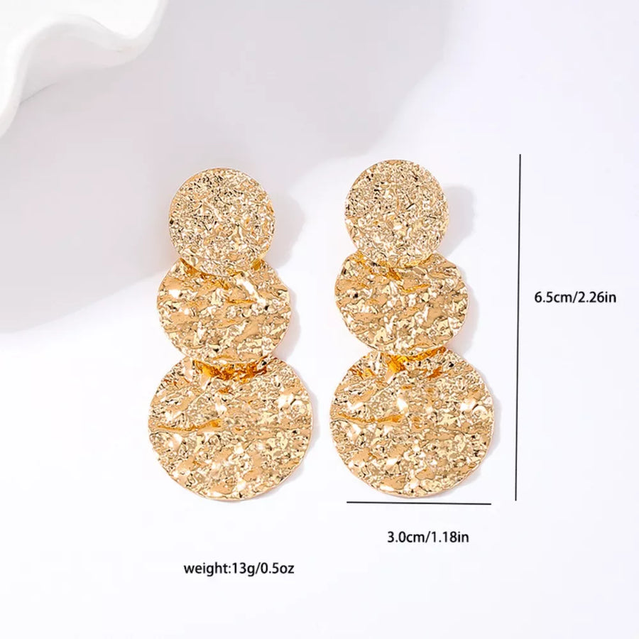 earrings in Golden with textured and layered
