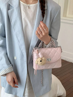Pink with Quilted Chain Strap Crossbody Bag