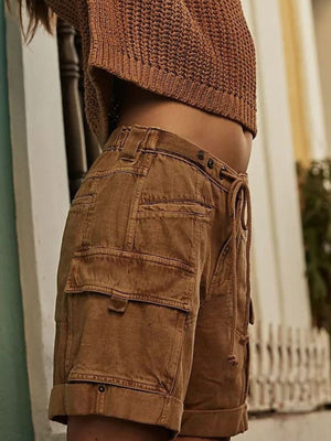 100% polyester Care instructions: Machine wash cold cargo shorts in Brown with relaxed silhouette