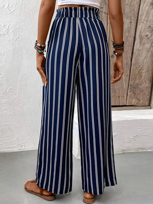 Striped Wide-leg Pants With Elastic Waistband option 5