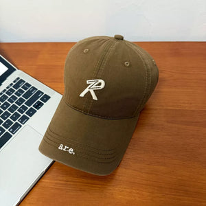 Khaki Color Letter Embroidered Baseball Cap