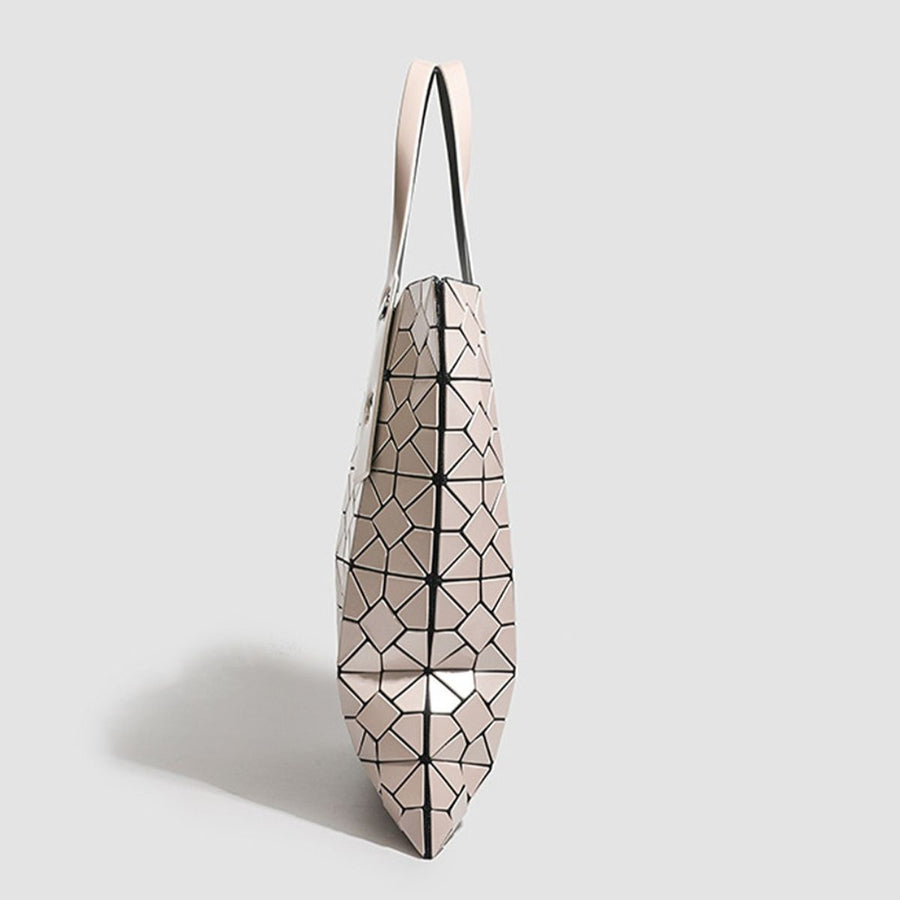 handbag in Milk Tea with geometric paneling and medium
