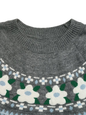 pullover sweater featuring floral in Gray with 45% acrylic, 29% polyester, 26% polyamide Care instructions: Machine wash