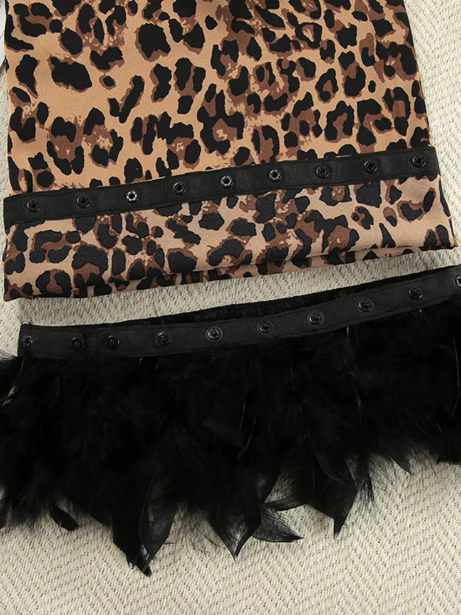 black robe with wrap and leopard-print