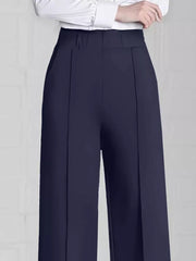 Navy Blue flared wide-leg pants with N/A